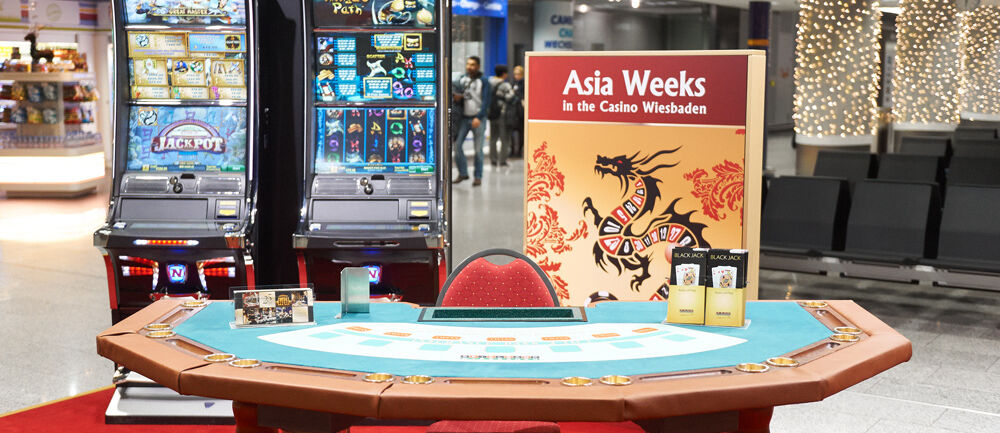 Promotionstand, Spielbank Wiesbaden, Eventbau Isingermerz, Flughafen, Frankfurt, Werkstatt, Promotion, Standbau