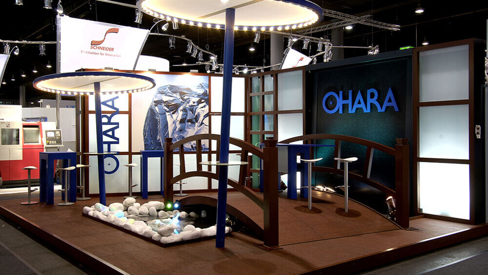 Messestand OHARA, Messe Optatec, Messebau ISINGERMERZ, nachhaltiger Messebau