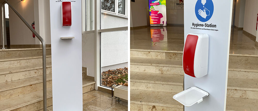 Corona, Hygienestation, Handdesinfektion, Hygieneschutz-Produkt, Digifant, Werbetechnik