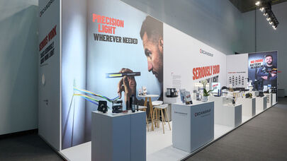 Messestand Scangrip, Messe Light + Building Frankfurt, Messebau ISINGERMERZ